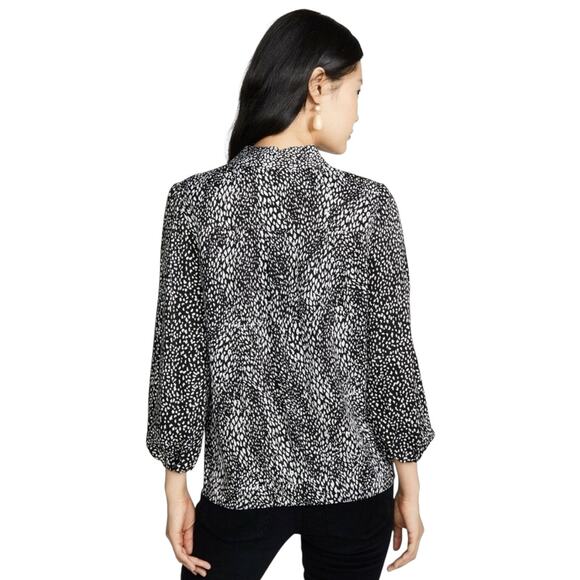 Alice + Olivia Willa Cutout Blouson Sleeve Top Modern Black and White Size Large - Picture 4 of 16